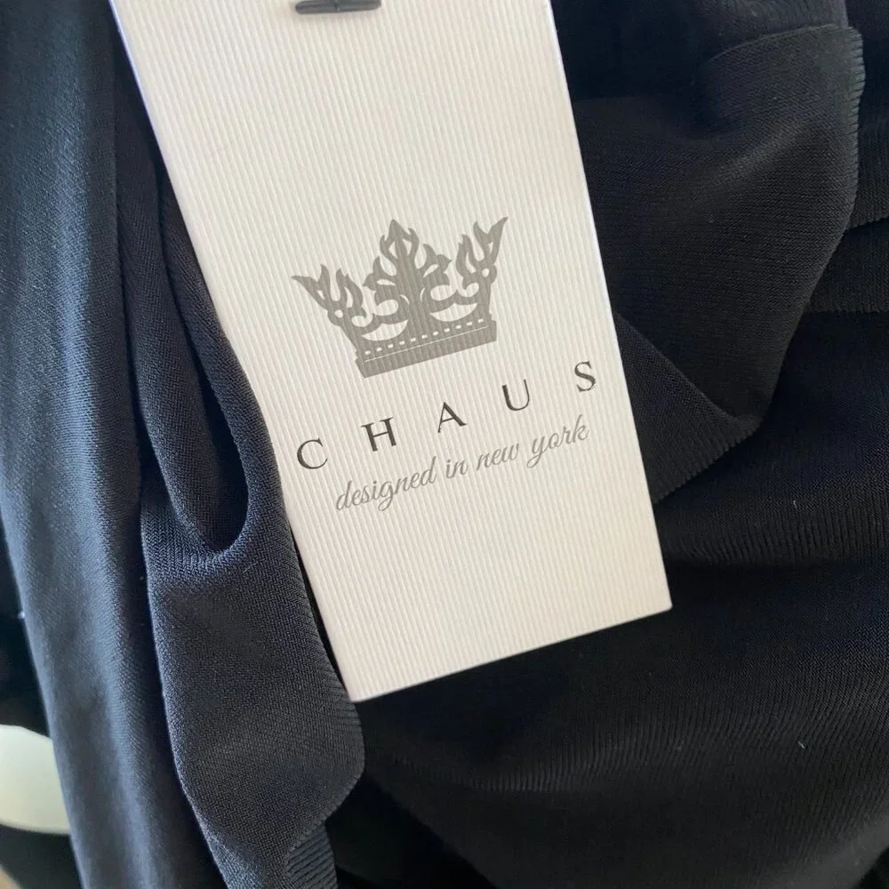 Chaus New York Cardigan Blouse Top 2-in-1 Jaguar print Black Size S $59 - Picture 8 of 8